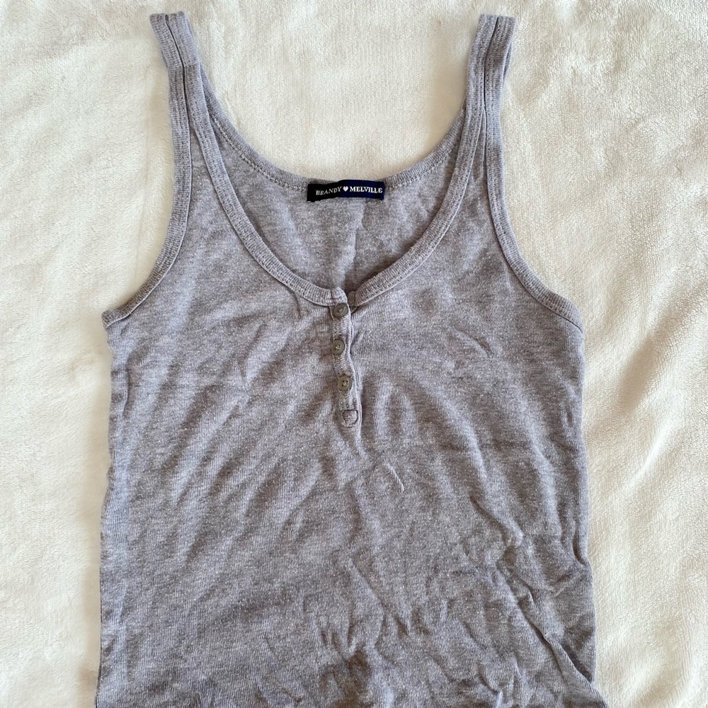 Brandy Melville Grey Button Tank